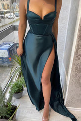 Newinlook Elegant Straps Mermaid Evening Dress Sleeveless With Split